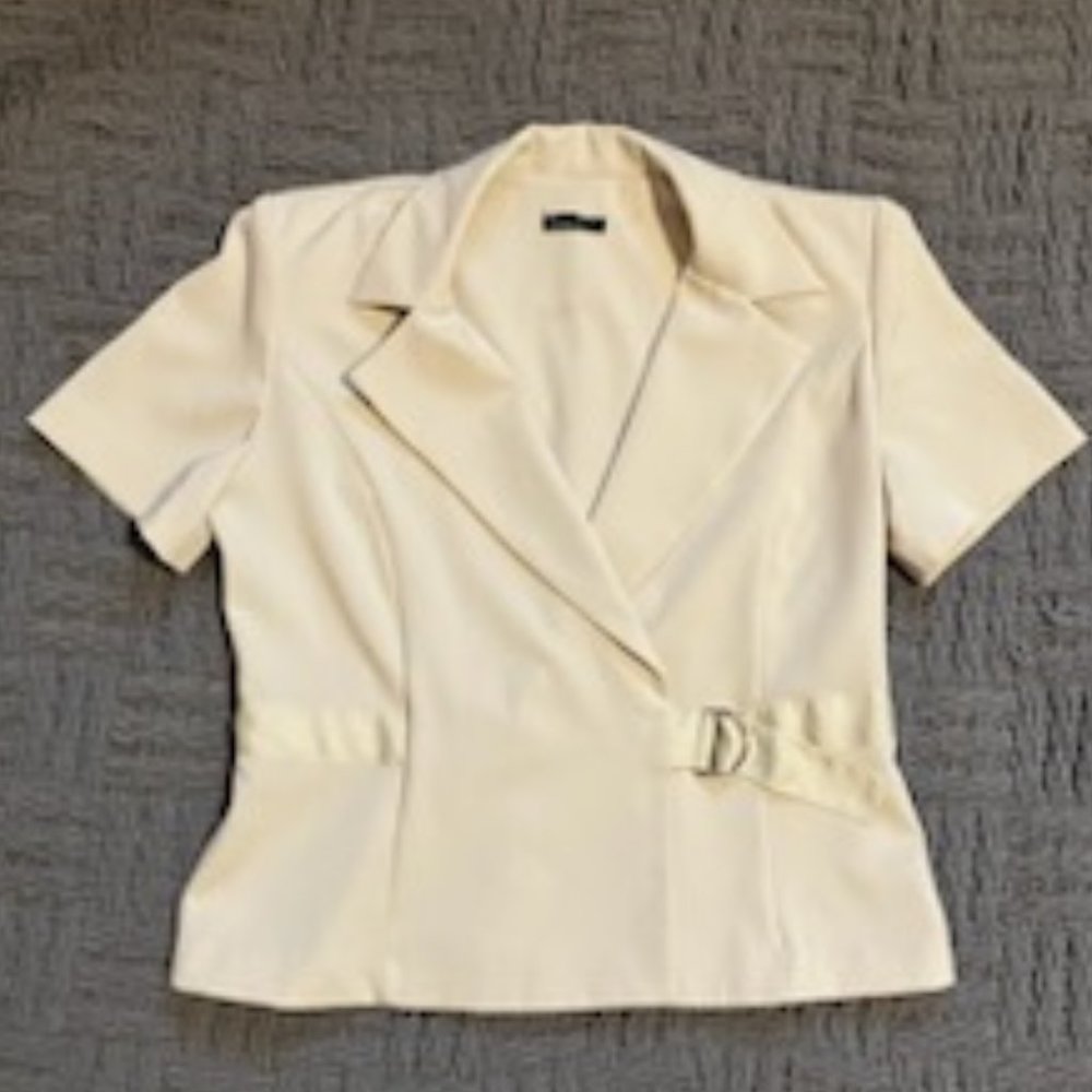 Courtenay Ivory Short-Sleeve Pantsuit - Picture 2 of 14